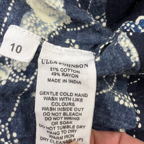 NEW Ulla Johnson Iona Cotton Tiered Indigo Floral Flower Patchwork Dress 10 - Picture 3 of 4